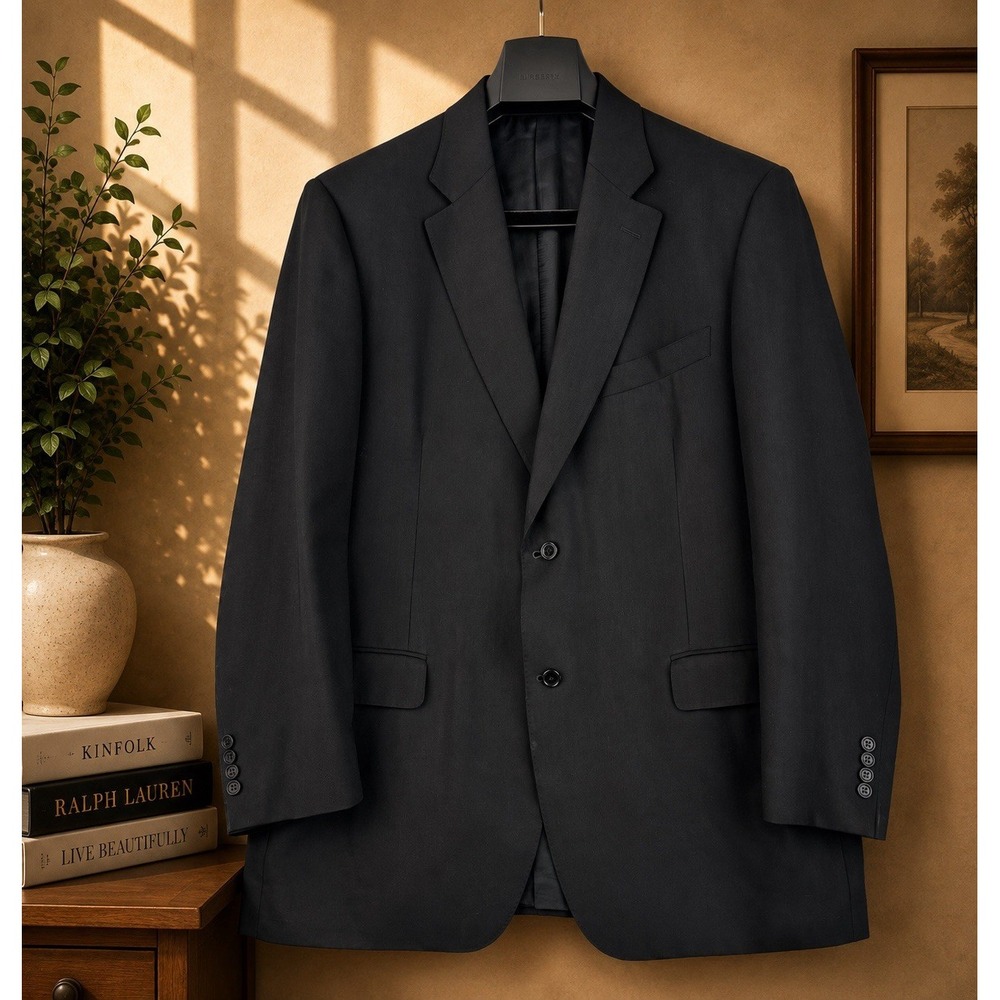 Canali Travel 1934 Blazer Mens 48R Black Pure Wool Water Resistant Italy Luxury